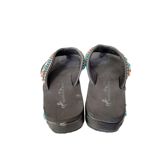Montana West Concho Sandals Womens 10 Western Platform Flip Flops Thongs - Picture 3 of 11